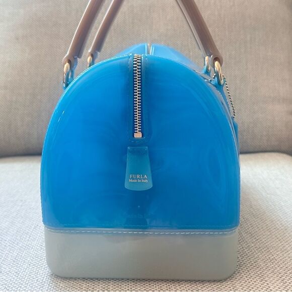 Furla Boston Blue and Gray Jelly Handbag - Picture 4 of 16